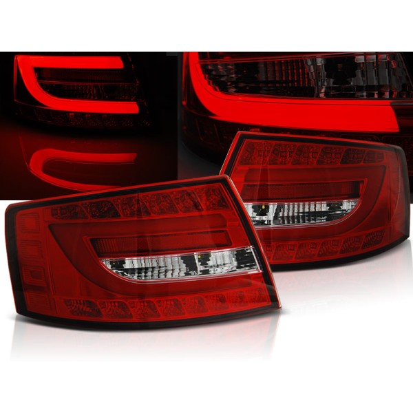 AUDI A6 C6 SEDAN 04-08 - zadné LED svetlá červeno biela 6-pin LED BAR