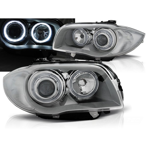 BMW 1 E87 / E81 / 82/88 04-11 - predné chrom svetlá s ANGEL EYES