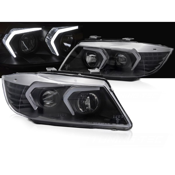 BMW E90/E91 2005-2008 - predné LED svetlá ČIERNA