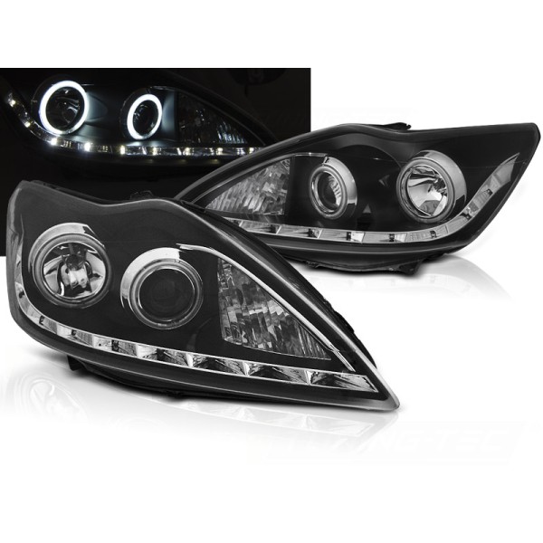 FORD FOCUS 08-10 - predné čierna svetlá ANGEL EYES CCFL s LED svietením