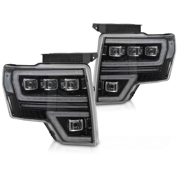 FORD F150 MK12 2008-2014 - predné svetlá FULL LED čierna DRL SEQ