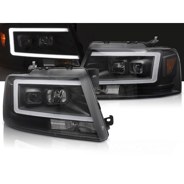 FORD F150 MK 11 2004-2008 - predné svetlá TUBE LED ČIERNA