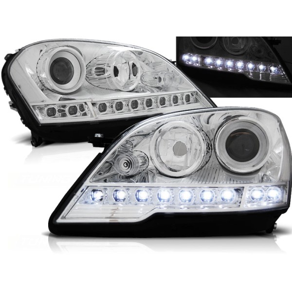 MERCEDES W164 ML 08-  - predné chrom svetlá s LED svietením