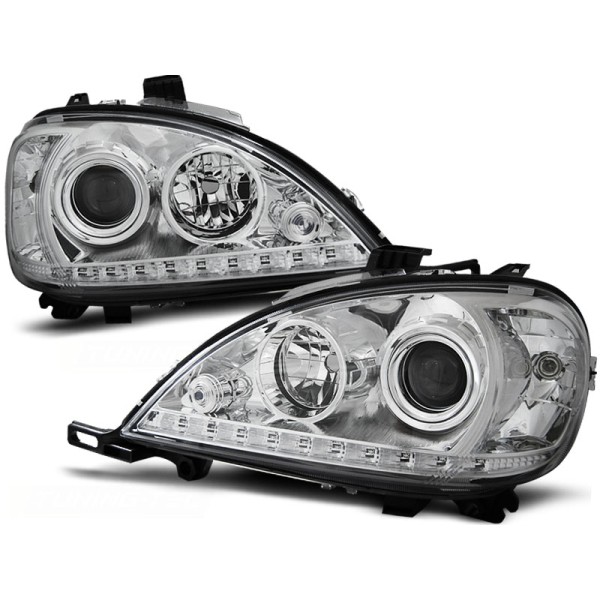 MERCEDES W163 ML 01-05 - predné chrom svetlá s LED svietením