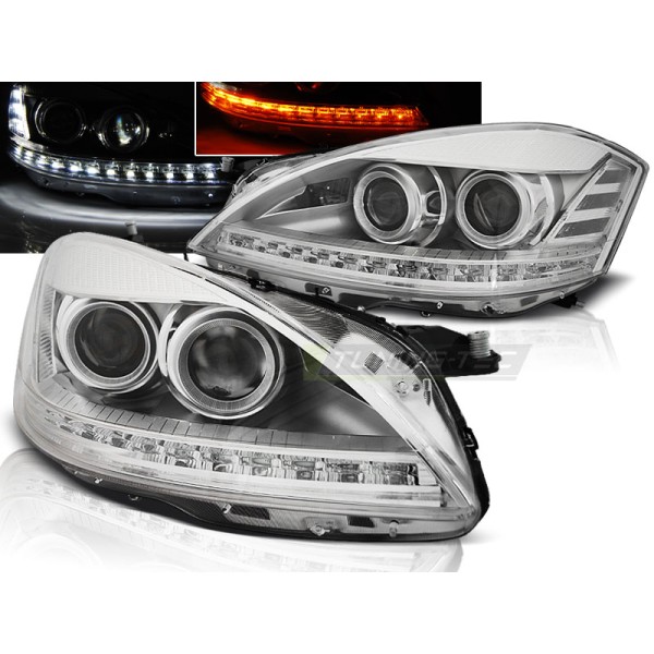 MERCEDES W221 05-09 - predné chrom svetlá pre xenon s LED svietením