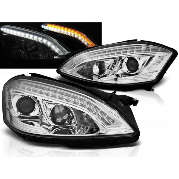 MERCEDES W221 05-09 - predné chrom svetlá pre xenon s LED svietením