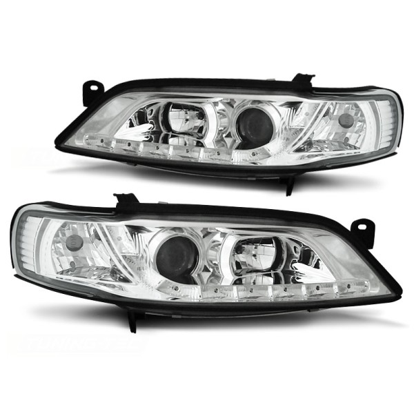 OPEL VECTRA B 99-02 - predné chrom svetlá s LED svietením