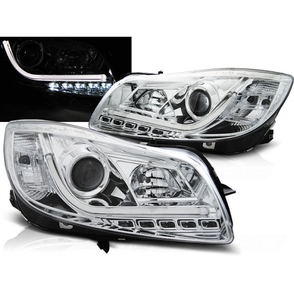 OPEL INSIGNIA 08-12 - predné chrom svetlá TUBE LIGHT s LED denným svietením