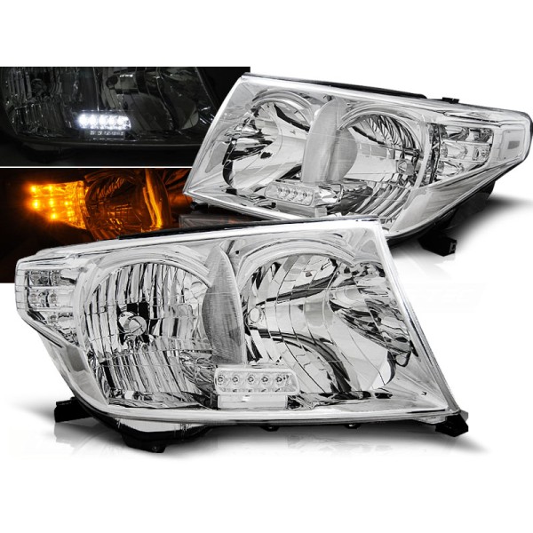 TOYOTA LAND CRUISER FJ200 07-12 - predné chrom svetlá s LED smerovky