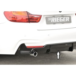 Rieger vložka zadného nárazníka pre BMW rad 4 F32, F33, F36 coupe (3-dver.), gran coupe (5-dver.), kabriolet vr. faceliftu, plast ABS lakovaný do čiernej lesklej farby, pre orig. koncovku vliavo vr. mřížky