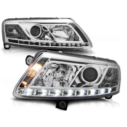 Audi A6 04-08 - predné chrom svetlá s LED denným svietením pre xenon