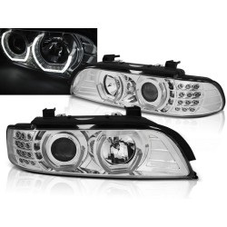 BMW E39 95-03 - predné chrom svetlá s ANGEL EYES 3D a LED smerovky