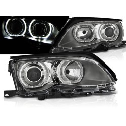 BMW E46 01-05 SEDAN, KOMBI - predné chrom svetlá s ANGEL EYES LED