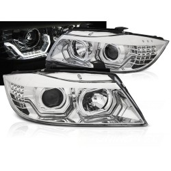 BMW E90 / E91 05-08 - predné chrom svetlá s ANGEL EYES 3D s LED blikačom