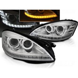 MERCEDES W221 05-09 - predné chrom svetlá pre xenon s LED svietením a dynamickým blinkerom