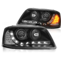 VW T5 03-09 - predné čierna svetlá s LED svietením a LED smerovky