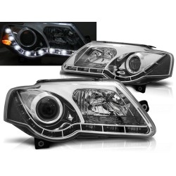 VW PASSAT B6 3C 05-10 - predné chrom svetlá s LED denným svietením
